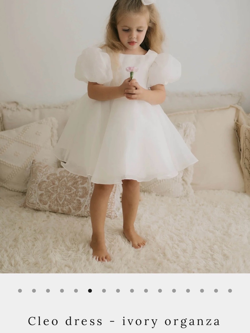 Cleo Puff-Sleeve Party Dress in Ivory